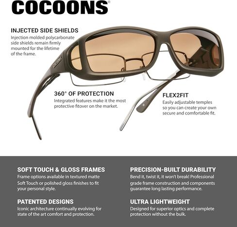 Cocoons Photochromic Polarized Fitover Ml Wide Line C422GPC Polarized Rectangular Sunglasses in Kuwait
