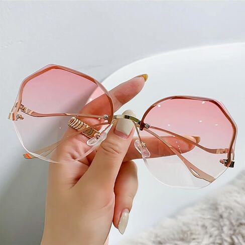 Borderless Cutting Edge Fashion Sunglasses for Women - UV resistant Fashion Dressing Sunglasses Street Photography in Saudi Arabia