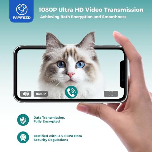 Smart Automatic Cat feeders(2.4G WiFi) and External Camera(2.4/5G WiFi), WiFi Pet Feeder with APP, 1080P HD Video with Enhanced IR Night Vision,Blue-Tooth Link Assist Function&Cloud Storage in Kuwait