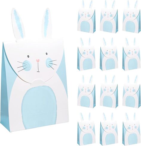 Cheerland Bunny Party Favor Bag Pink Goodie Gift Bags for Easter Bunny Birthday Decorations Bunny Party Favor Bags for Kids Rabbit Theme Birthday Party Supplies - Pack of 12 in Kuwait
