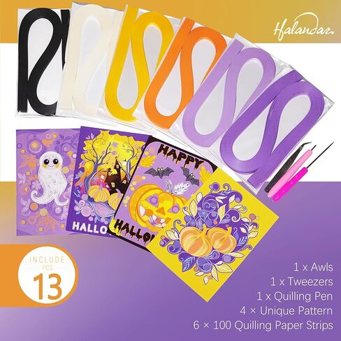 مجموعة أدوات اللف الورقية للمبتدئين من Halandar، 13 قطعة من أدوات ومستلزمات ورق اللف مع 6 ألوان 54 سم لعشاق الأعمال الفنية الورقية، مجموعة اللف اليدوية DIY 0.5 سم in Kuwait