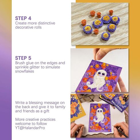 مجموعة أدوات اللف الورقية للمبتدئين من Halandar، 13 قطعة من أدوات ومستلزمات ورق اللف مع 6 ألوان 54 سم لعشاق الأعمال الفنية الورقية، مجموعة اللف اليدوية DIY 0.5 سم in Kuwait