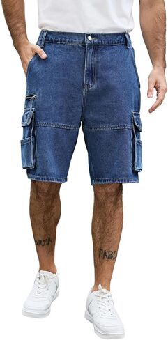 Men's Cargo Shorts Casual Elastic Waist Short with 9 Pockets in Kuwait