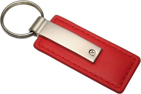 Nissan Genuine Red Leather Rectangular Silver Logo Key Chain Fob Ring in Saudi Arabia