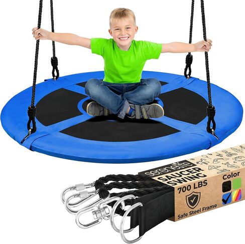 SereneLife 36" Inflatable Tire Swing with Hang Kit, 600lbs Capacity Heavy Duty Tire Swing with UV and Puncture Resistance, 360 Swivel, Hand Pump, Adjustable Ropes, Carry Bag, Hangs on Trees and Posts in Kuwait