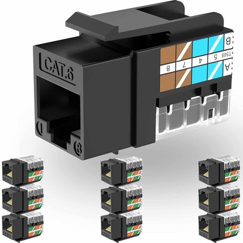 RJ45 Keystone Jack Cat6 10G Support, Cat6 Keystone UTP 25 PCS for Wall Plate and Patch Panel, Rj45 Jack White Color for Cat6, Cat5e, Cat5 Cabling in Kuwait