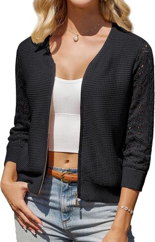 غريس كارين المرأة الخفيفة الوزن الصيفية كارديجان 3/4 كم اقتصاص كارديجان ثني سترة سترة سترة سترة in Kuwait