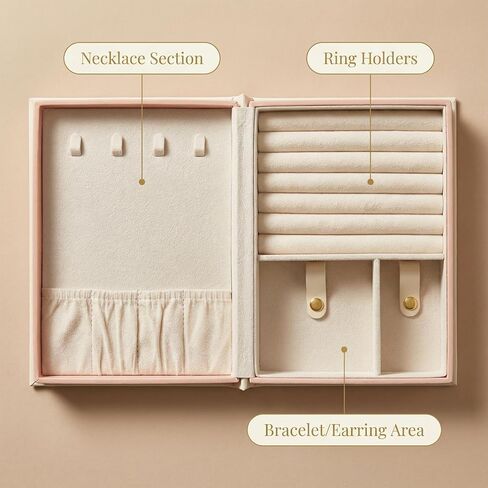Travel Jewelry Organizer Book, PU Leather Jewelry Storage Box for Dresser Drawers, Jewelry Gift Case Holder Tray for Girls Women(White) in Saudi Arabia