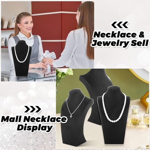 3 Pack Necklace Display Stand, Jewelry Bust Display Stands, Necklace Bust Holder Necklace Mannequin Holder for Selling Home Store Trade Shows Photography Props - Black Velvet (12 x 6.89 Inch) in Kuwait