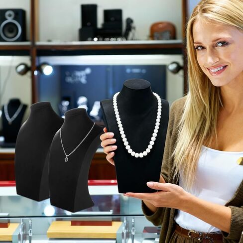 3 Pack Necklace Display Stand, Jewelry Bust Display Stands, Necklace Bust Holder Necklace Mannequin Holder for Selling Home Store Trade Shows Photography Props - Black Velvet (12 x 6.89 Inch) in Kuwait