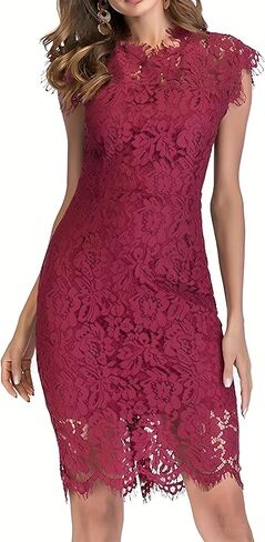 Lace Bodycon Dress for Women Short Sleeve Sheath Mini Dress Cocktail Party Wedding Guest Outfit in Saudi Arabia