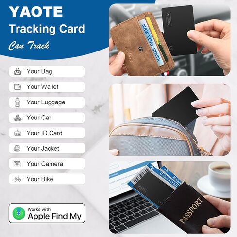 بطاقة تعقب المحفظة، جهاز تعقب الأمتعة الرفيع للغاية يعمل مع Find My (iOS فقط)، محدد موقع العناصر للمحفظة، حقيبة السفر، بطاقة الهوية والمزيد، شحن لاسلكي، مقاوم للماء in Saudi Arabia