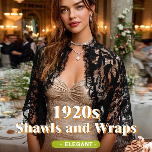 شال كتف من الدانتيل الزهري باللون الأسود على شكل زهرة للنساء in Kuwait