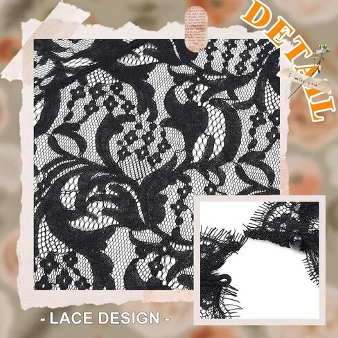 شال كتف من الدانتيل الزهري باللون الأسود على شكل زهرة للنساء in Kuwait