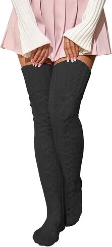 YELAIVP Women's Thigh High Socks Cable Knit Boot Socks Over the Knee Long Stockings Winter Leg Warmers in Kuwait