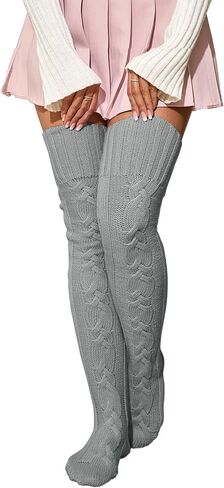 YELAIVP Women's Thigh High Socks Cable Knit Boot Socks Over the Knee Long Stockings Winter Leg Warmers in Saudi Arabia