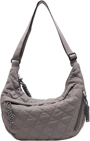 Puffy Cotton Crossbody Bag Women Quilted Tote Lattice Padded Dumpling Purse Nylon Rope Zip Work Commuter Sling Shoulder Bag in Kuwait