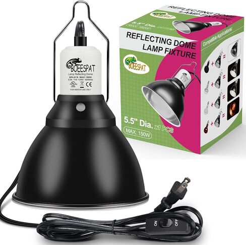 Reptile Lamp Bulb Fixture 5.5 Inch Deep Dome with Switch - Ideal for 60W/75W/100W/150W Heat Lamp Bulbs, Compatible with All E26 UVA/UVB/Basking Heat Bulbs in Kuwait
