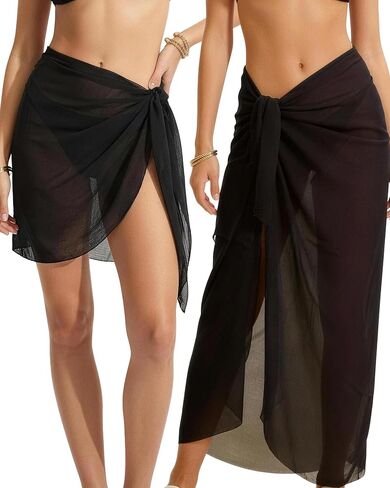 قطعتان من ملابس السباحة النسائية من الشيفون على الشاطئ، غطاء بيكيني شفاف مقاس واحد لملابس السباحة in Kuwait