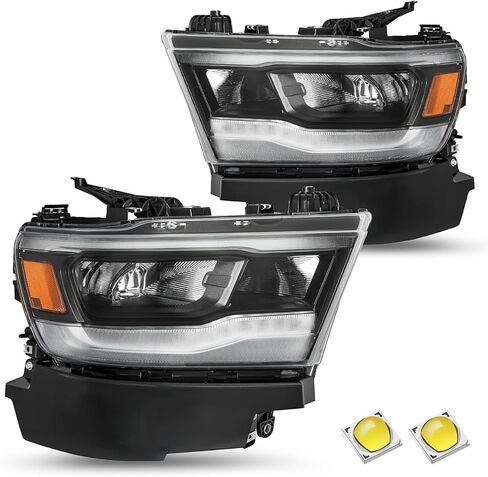 SOCKIR Full LED Headlights Assembly Replacement for 2019 2020 2021 2022 2023 2024 Dodge Ram 1500, OE Style Factory Headlamp Passenger and Driver Side Black(Not fit for 1500 TRX/Longhorn Models) in Saudi Arabia