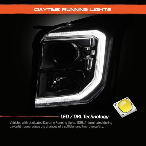 AKKON - Fits 2015-2020 GMC Yukon XL SLT/SLE [Halogen Type] Projector Chrome Headlights Pair w/LED Tube Turn Signal 15-20 in Saudi Arabia