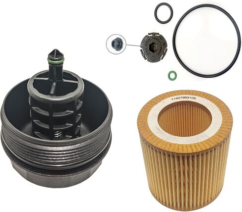 AMCC Oil Filter Housing Cap&Oil Filter（2pcs）Compatible with BMW N20 N52 N54 N55 F10 F25 F26 128i 135i 323i 325xi 328i 328xi 330i 330xi 335i 530i 535i 740i X1 4 5 Replaces: 11427525334&11427953125 in Kuwait