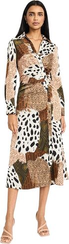 Donna Morgan Women's Women's Long Sleeve V-Neck Midi Wrap Dress - Abstract Print A-line - Special Occasion Cocktail Dress in Saudi Arabia