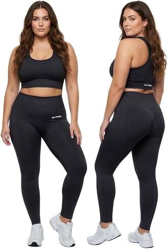 Women's Plus Size XXL Workout Set 2 Piece - Squat Proof High Waist Seamless Ribbed Leggings and Racerback Sports Bra in Saudi Arabia