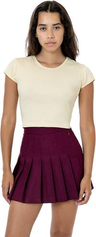 LOS ANGELES APPAREL Womens Classic Tennis Skirt RGB300 - High-Waisted Gabardine Miniskirt, Made in USA in Kuwait
