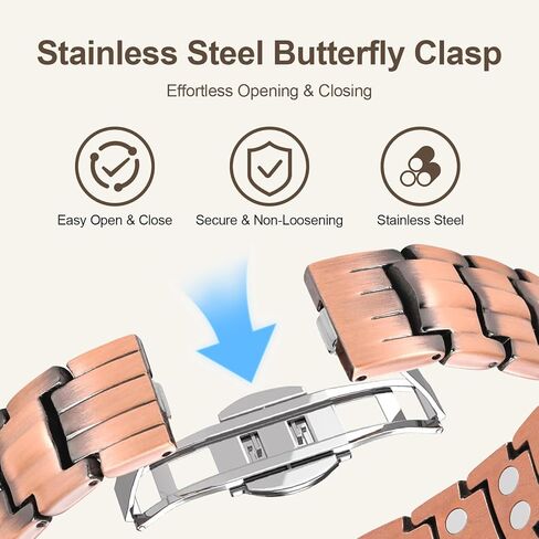 Magnetic Copper Bracelet for Men with 2500 Guess Double-Row Strong Magnets - Adjustable Length with Sizing Tool in Saudi Arabia