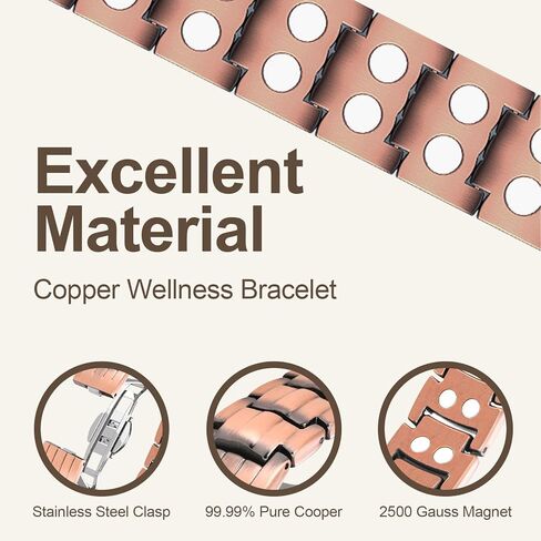 Magnetic Copper Bracelet for Men with 2500 Guess Double-Row Strong Magnets - Adjustable Length with Sizing Tool in Saudi Arabia