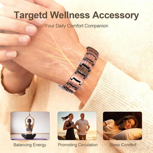 Magnetic Copper Bracelet for Men with 2500 Guess Double-Row Strong Magnets - Adjustable Length with Sizing Tool in Saudi Arabia