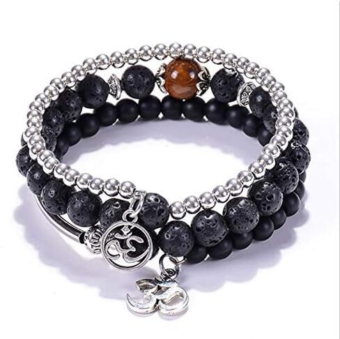 Wild Essentials 2 Bracelet Set, Yin Yang Lava Stones, White, Black, Expandable up to 8 inches, Aromatherapy Jewelry for Women, Men, Best Friends, His and Hers, Essential Oil Diffuser, Grounding Calm in Saudi Arabia