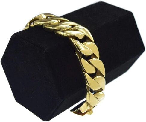 Bling Cartel Heavy 30MM Wide Cuban Link 316L Stainless Steel Gold Finish Big Chunky Hip Hop 8.5" Bracelet in Saudi Arabia