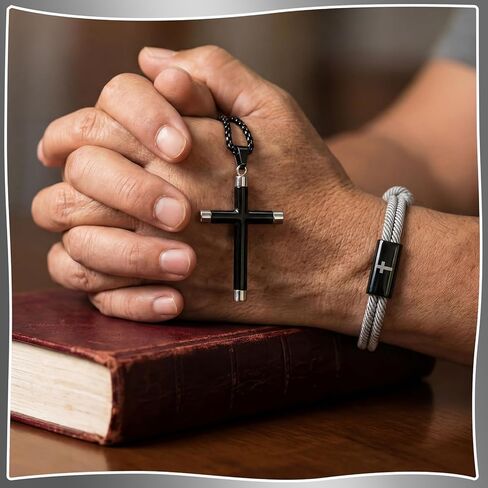 Tondiamo 3 Pcs Cross Bible Verse Bracelets for Men Adjustable Braided Religious Bracelet Philippians 4:13 Jesus Bracelets with Metal Knot for Christian Baptism Gifts in Saudi Arabia