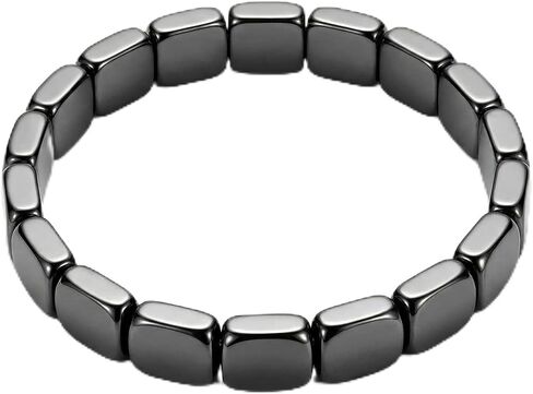 Hematite Bracelet for Men - Natural Stone Black Beaded Weighted Bracelet - Stretch Elastic Mens Bracelets - Male Energy Inspirational Jewelry Gift - Grounding Protection, 7.87 Inch in Kuwait