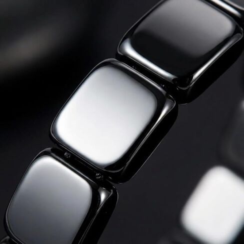 Hematite Bracelet for Men - Natural Stone Black Beaded Weighted Bracelet - Stretch Elastic Mens Bracelets - Male Energy Inspirational Jewelry Gift - Grounding Protection, 7.87 Inch in Kuwait