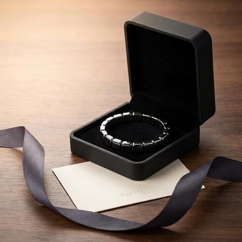 Hematite Bracelet for Men - Natural Stone Black Beaded Weighted Bracelet - Stretch Elastic Mens Bracelets - Male Energy Inspirational Jewelry Gift - Grounding Protection, 7.87 Inch in Kuwait