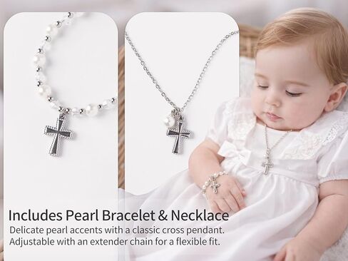 First Communion Gifts for Girls – Baptism & Confirmation Gifts for Teen Girls, Angel Figurine with Keepsake Box, Cross Necklace for Girls & Adjustable Bracelet & Wood Cross in Kuwait