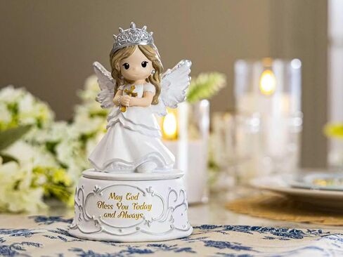 First Communion Gifts for Girls – Baptism & Confirmation Gifts for Teen Girls, Angel Figurine with Keepsake Box, Cross Necklace for Girls & Adjustable Bracelet & Wood Cross in Kuwait