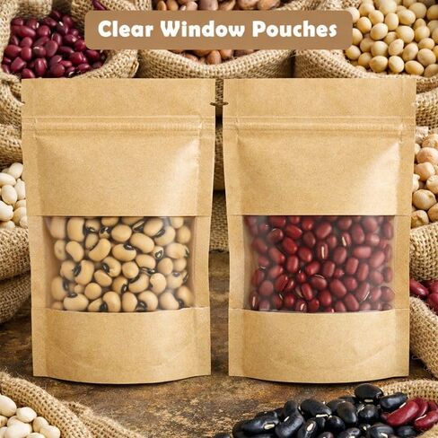 100 Pack Resealable Seed Packets with Clear Window, 4.72 x 3.15 Inch Kraft Paper Seed Packets Envelopes, Self-adhesive Sealing & Preprinted Templates for Seed Storage, Seed Organizer in Saudi Arabia