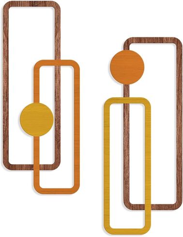 COLOR VALLEY ART 2 Pcs Metal Wall Arts - Mid Century Modern Rustic Farmhouse Decor - Abstract Wall Sculpture Geometric Panels for Living room Bathroom Bedroom Kitchen Dining Room-Housewarming Gifts in Kuwait