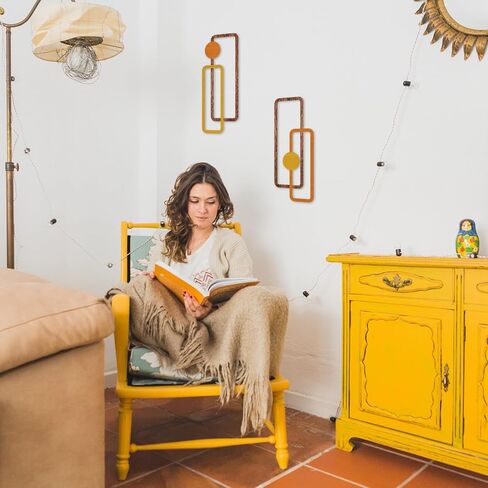 COLOR VALLEY ART 2 Pcs Metal Wall Arts - Mid Century Modern Rustic Farmhouse Decor - Abstract Wall Sculpture Geometric Panels for Living room Bathroom Bedroom Kitchen Dining Room-Housewarming Gifts in Kuwait