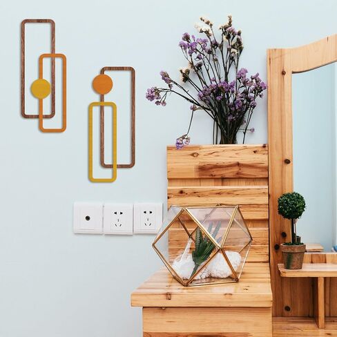 COLOR VALLEY ART 2 Pcs Metal Wall Arts - Mid Century Modern Rustic Farmhouse Decor - Abstract Wall Sculpture Geometric Panels for Living room Bathroom Bedroom Kitchen Dining Room-Housewarming Gifts in Kuwait