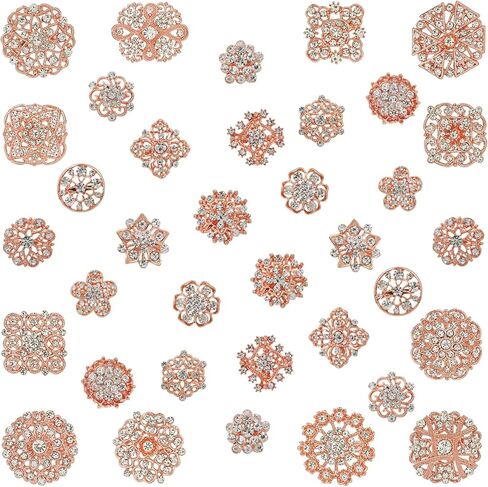 Rhinestone Flower Brooch Pins For Crafts Wedding Bouquet Brooches Kit For Women Party Gifts in Kuwait