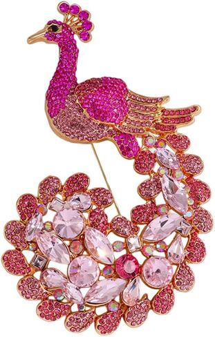 Rhinestone Peacock Brooch for Women Ladies Gold Plated Elegant Sparkling Crystal Cute Bird Animal Lapel Pins Costume Accessories Suit Sweaters Dresses Jackets Celebration Wedding Holiday Party Jewelry in Saudi Arabia