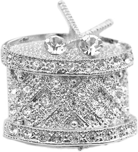 Tiny Jewel Crystal Music Note Drum Brooch Pin in Kuwait