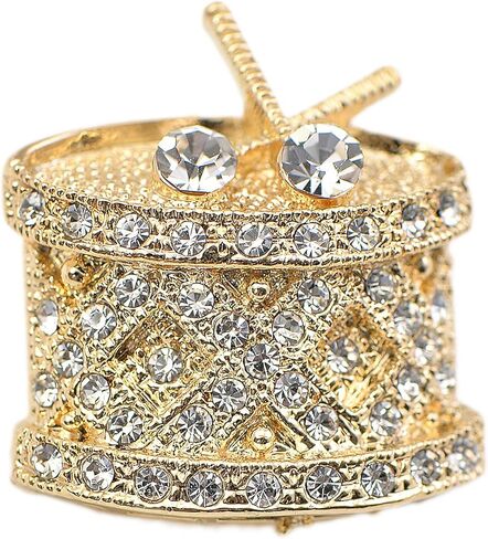 Tiny Jewel Crystal Music Note Drum Brooch Pin in Saudi Arabia