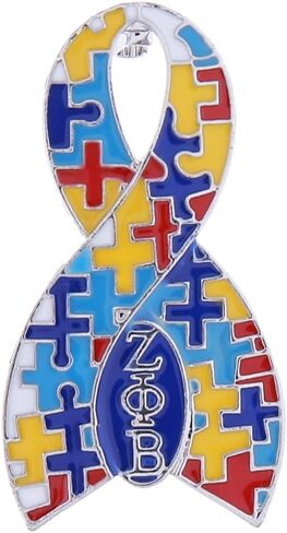 Autism Ribbon Awareness Metal Puzzle Piece Pin Graduate Sorority Greek Letter Zeta Finer Women Brooch Jewelry in Saudi Arabia