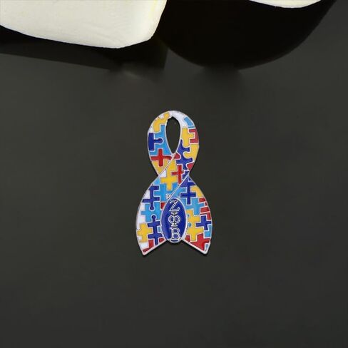 Autism Ribbon Awareness Metal Puzzle Piece Pin Graduate Sorority Greek Letter Zeta Finer Women Brooch Jewelry in Saudi Arabia